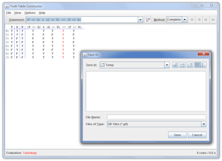 Truth Table Constructor user interface